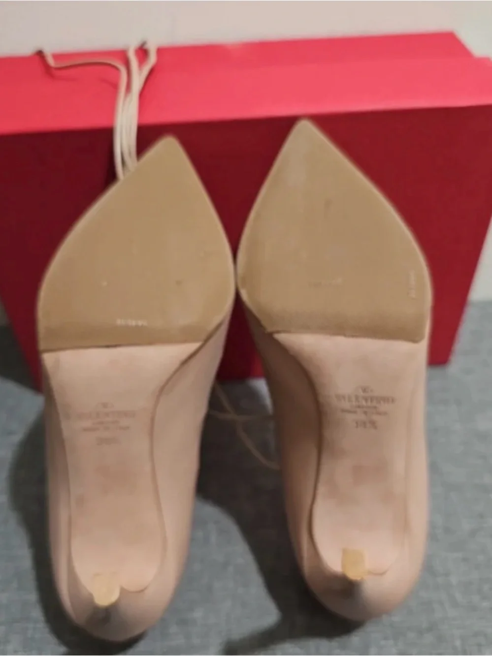 Valentino Nude Pink Lace-Up Pointed Toe Pumps